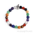 Venta por mayor colorido Chakra elástico perlas Pulseras con Charms pulsera de Buddha León